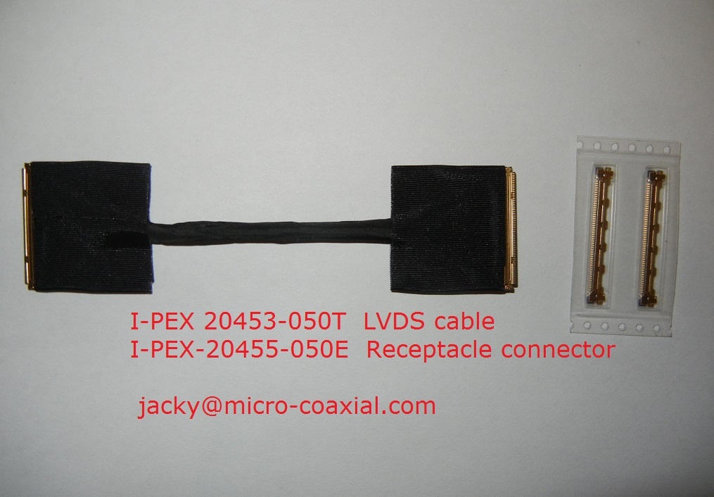 I-PEX 20453-050T-12 LVDS屏线加工,I-PEX 20455-050E-12PCB端连接器
