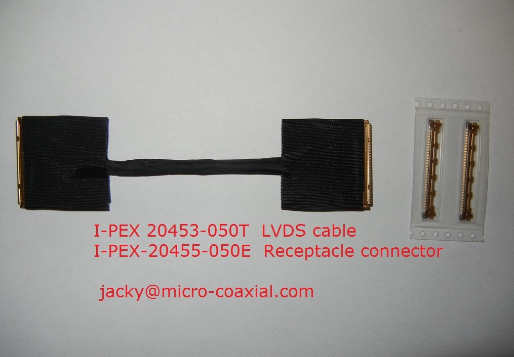 I-PEX 20453-050T-12 lvds cable assembly,I-PEX 20455-050E-12 receptacle connector