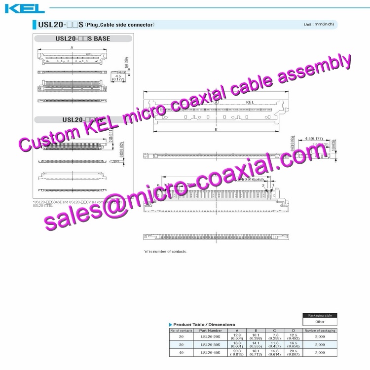 OEM ODM KEL USL00-30L-A Micro Coaxial Cable KEL XSLS01-30-C Micro Coaxial Cable KEL 30 pin micro-coax cable DI-SC231 FCB-CS8230 Micro Coaxial Cable