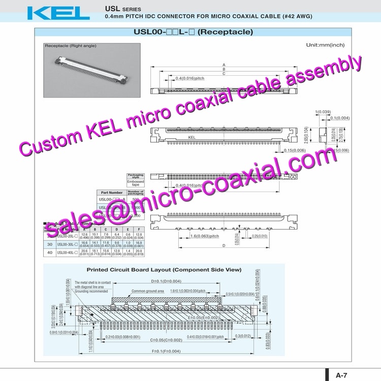 customized KEL SSL20-40SB Micro Coaxial Cable KEL SSL20-30SB Micro Coaxial Cable Hitachi HD camera DI-SC120R Molex 40 pin micro-coax cable XPL-SDKW Micro Coaxial Cable