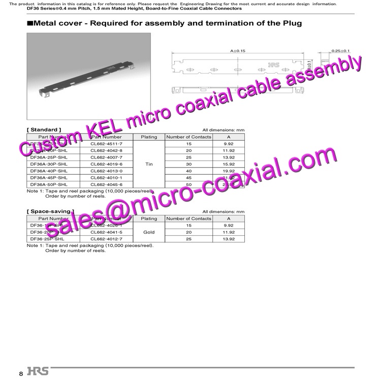 Customized KEL XSL00-48L-C Micro Coaxial Cable KEL SSL00-10S-1500 Micro Coaxial Cable Hitachi HD camera DI-SC120R Molex 40 pin micro-coax cable FCB-ER8550 Micro Coaxial Cable