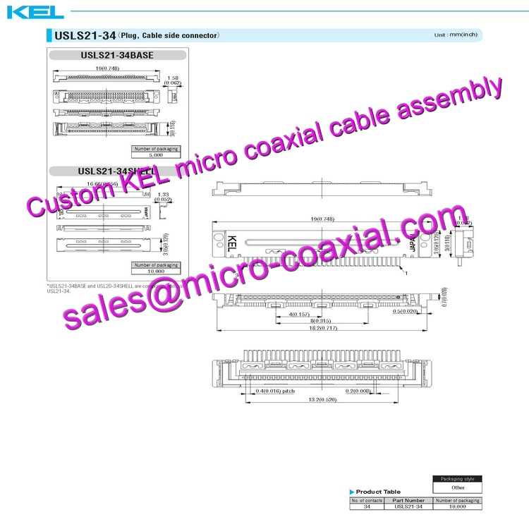customized KEL USLS00-20-A Micro Coaxial Cable KEL SSL00-40L3-0500 Micro Coaxial Cable Hitachi HD camera DI-SC220 Molex 30 pin micro-coax cable DSC-QX30U Micro Coaxial Cable