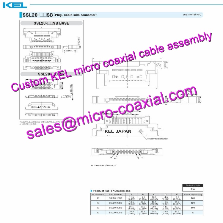 customized KEL USL00-20L-A Micro Coaxial Cable KEL USL00-20L-C Micro Coaxial Cable Hitachi HD camera DI-SC110 Molex 40 pin micro-coax cable DI-SC220 Micro Coaxial Cable