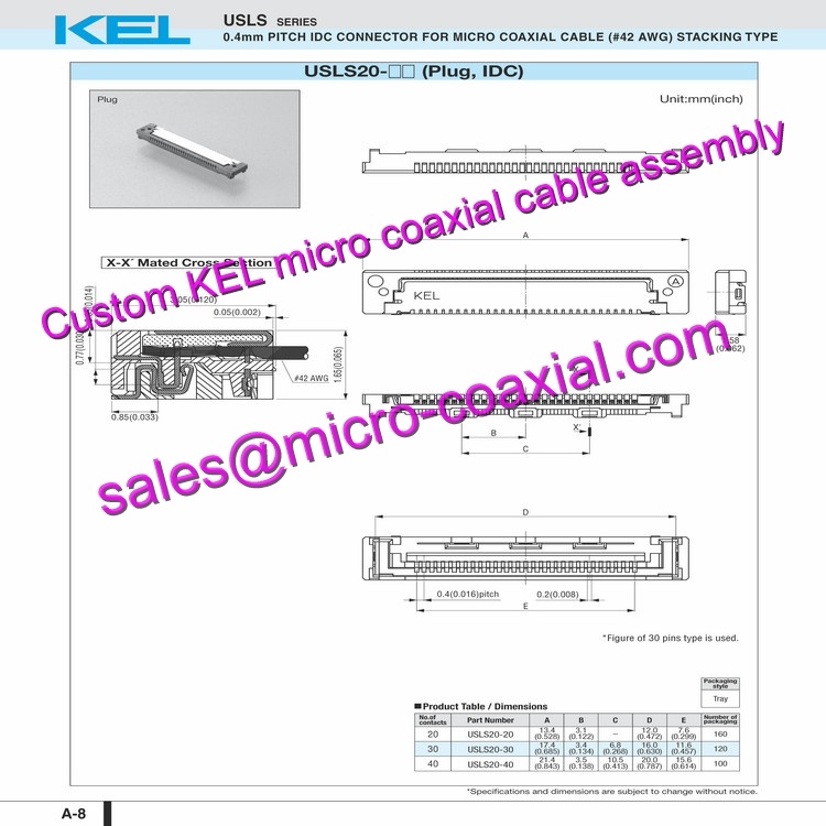 custom KEL XSLS01-30-A Micro Coaxial Cable KEL USLS00-30-C Micro Coaxial Cable Zoom Kamera Module 4K FCB-ER8550 Micro Coaxial Cable