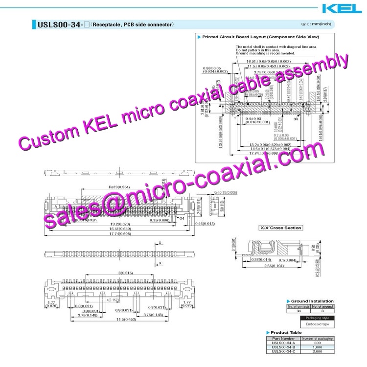 OEM ODM KEL SSL00-40S-1000 Micro Coaxial Cable KEL XSLS01-30-B Micro Coaxial Cable Sony Color Camera Module FCB-CS8230 Micro Coaxial Cable