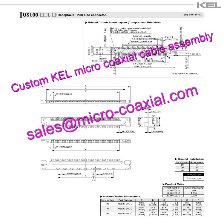 Customized KEL XSLS00-40-B Micro Coaxial Cable KEL SSL00-30S-0500 Micro Coaxial Cable Hitachi HD camera VK-S655EN Molex 30 pin micro-coax cable XCL-SG510C Micro Coaxial Cable