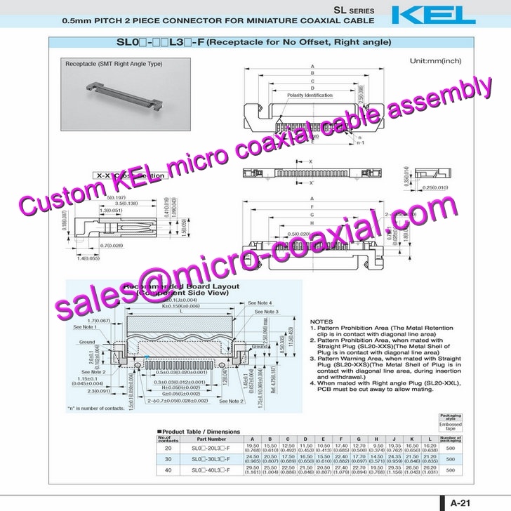 Custom KEL SSL01-40L3-1000 Micro Coaxial Cable KEL USLS00-30-B Micro Coaxial Cable Hitachi HD camera DI-SC220 Molex 30 pin micro-coax cable FCB-CS8230 Micro Coaxial Cable