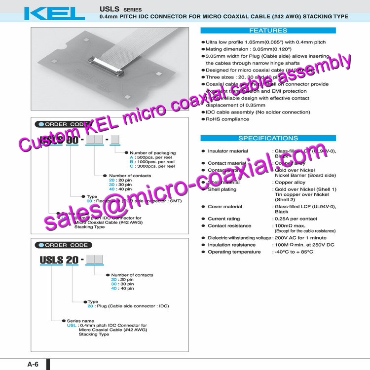 Custom KEL XSLS01-40-C Micro Coaxial Cable KEL USLS00-20-C Micro Coaxial Cable Sony 4K Zoomkameras cable FCB-EV5300 Micro Coaxial Cable