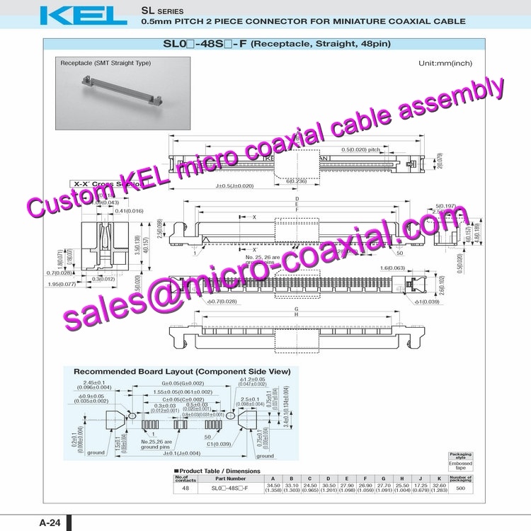 OEM ODM KEL XSLS01-40-C Micro Coaxial Cable KEL SSL00-30S-1000 Micro Coaxial Cable Tamron MP1110M-VC VC cable XCG-CG510C Micro Coaxial Cable