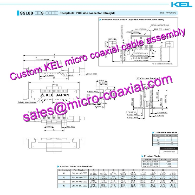 Custom KEL SSL00-20L3-1000 Micro Coaxial Cable KEL SSL00-40L3-0500 Micro Coaxial Cable Hitachi HD camera VK-S454EN Molex 30 pin micro-coax cable XCG-CG510C Micro Coaxial Cable