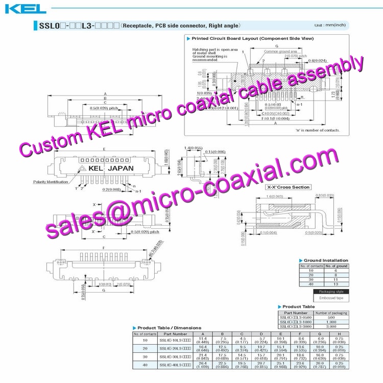 custom KEL XSL00-48L-B Micro Coaxial Cable KEL XSLS20-40-A Micro Coaxial Cable Hitachi HD camera VK-S655EN Molex 30 pin micro-coax cable XCU-CG160 Micro Coaxial Cable