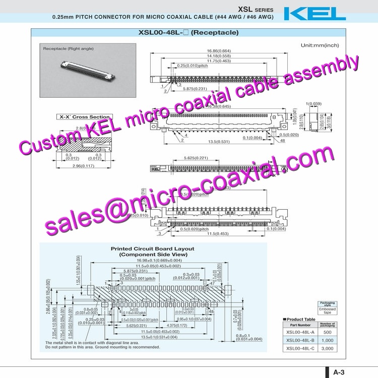 Customized KEL SSL00-30S-0500 Micro Coaxial Cable KEL USL00-40L-A Micro Coaxial Cable Zoom Kamera Module 4K FCB-EH3310 Micro Coaxial Cable