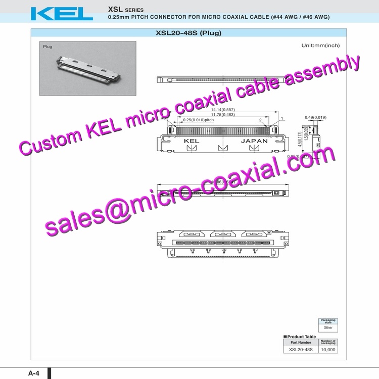 customized KEL XSLS00-40-C Micro Coaxial Cable KEL SSL01-40L3-0500 Micro Coaxial Cable Hitachi HD camera DI-SC110N-C Molex 40 pin micro-coax cable XCL-SG510 Micro Coaxial Cable