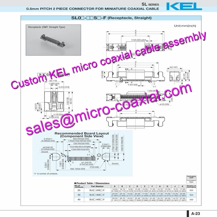 OEM ODM KEL SSL00-40L3-3000 Micro Coaxial Cable KEL USL00-20L-B Micro Coaxial Cable Sony FCB-EV7520A KEL USL00-30L-C cable XCG-CG240 Micro Coaxial Cable