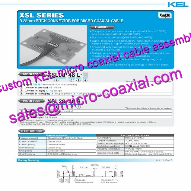 customized KEL XSLS00-40-A Micro Coaxial Cable KEL USL00-40L-C Micro Coaxial Cable Sony FCB-ER8550 connector 30 pin micro coax cable XCL-SG1240 Micro Coaxial Cable