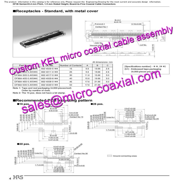 customized KEL USL00-40L-A Micro Coaxial Cable KEL XSLS20-40-B Micro Coaxial Cable Tamron MP1010M VC cable FCB-EV7100 Micro Coaxial Cable