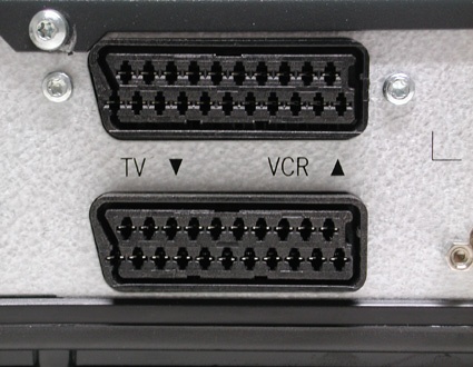 SCART ports for TV and video recorder on a set-top box