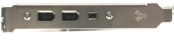 This Firewire card offers two large 6-pin ports with one smaller 4-pin variant