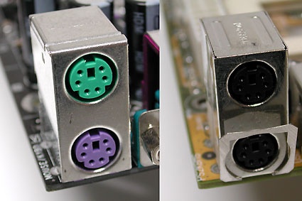 Two PS/2 ports: one color-coded, the other color neutral