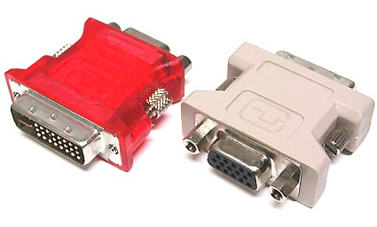 Newer graphics cards often include 2 DVI ports. But it's easy to use a DVI-VGA adapter to switch connections as needed (right in the picture).